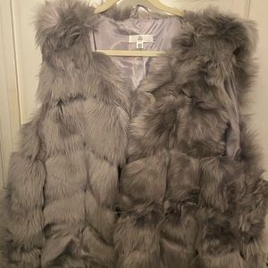 Missguided gray faux fur vest jacket